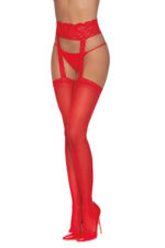 Pantyhose With Garters - One Size - Red - Image 2