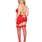 Garter Slip and G-String Dmnd - One Size Queen - Red