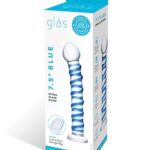 GLAS Blue Spiral - 7.5" Ribbed Glass G-Spot Dildo