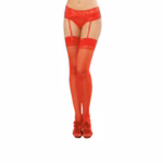 Sheer Thigh High - One Size - Red - Image 2