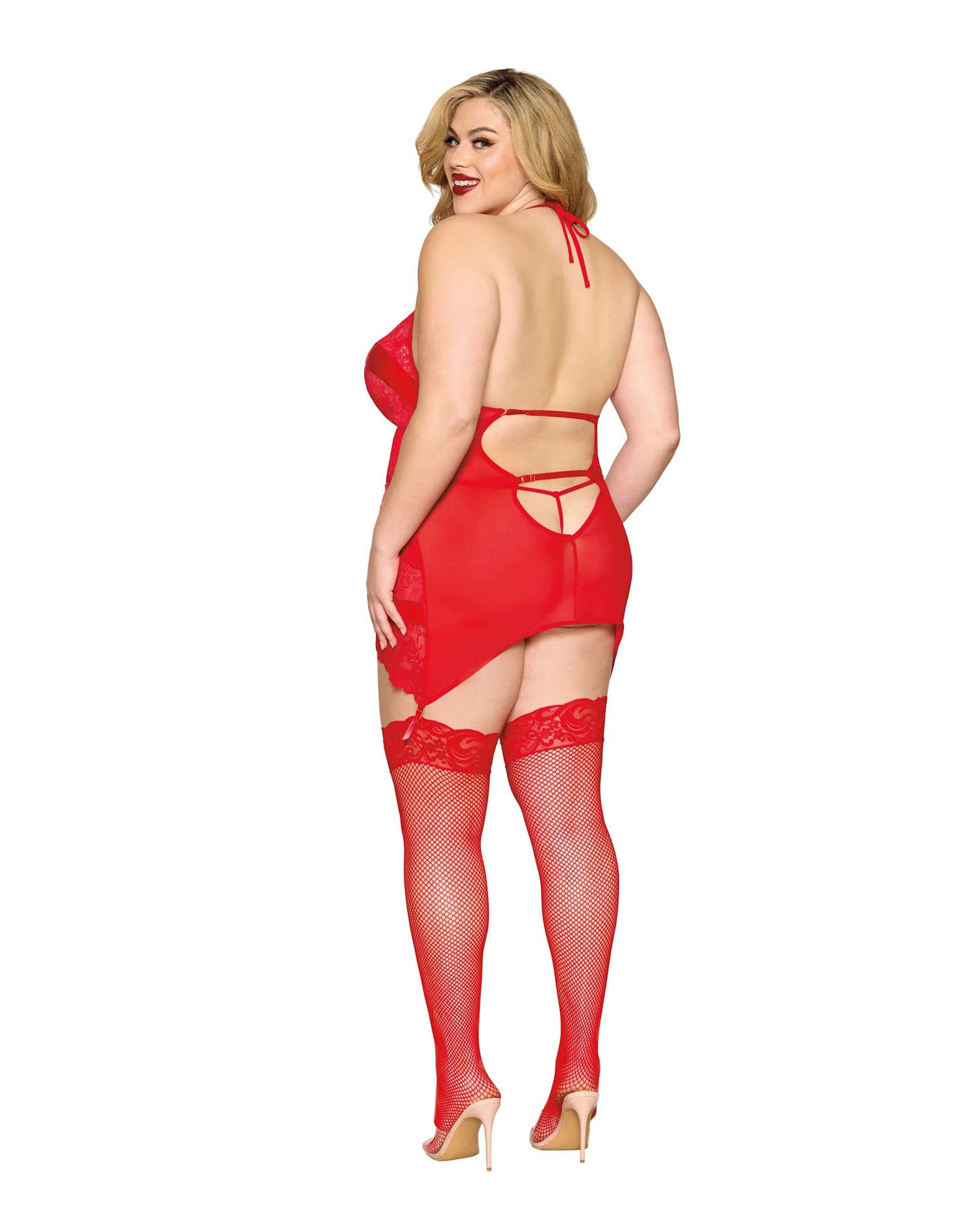 Best Plus Size Garter Slip - Red DMND Queen Size Set The best plus size garter slip in red DMND diamond pattern for queen size.