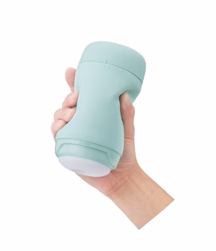 The best reusable masturbator Tenga Puffy Mint Green with a super soft spongy interior.