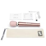 The best vibrating wand in light pink with travel case and USB charging cord.