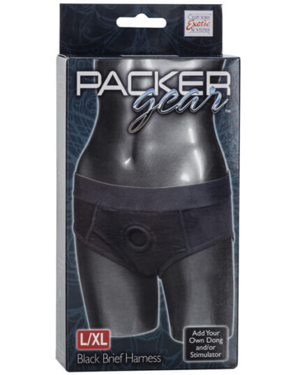 Packer Gear black brief harness style FTM underwear with O-ring