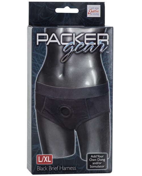 Packer Gear Black Brief Harness - Professional FTM Underwear Packer Gear black brief harness style FTM underwear with O-ring