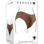 Dark tone realistic silicone briefs with penetrable channel and STP function