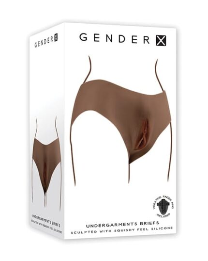 Dark tone realistic silicone briefs with penetrable channel and STP function