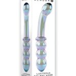 Green lustrous galaxy **double ended dildo** made of hand-blown glass