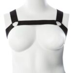 Black Mason body harness with rings for plus size chest 40 to 60 inches