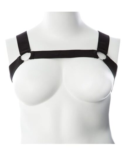 Black Mason body harness with rings for plus size chest 40 to 60 inches