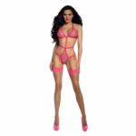 Neon Pink Tiger Mesh Playsuit - Os