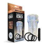 Realistic textured **penis stroker vibrator** with silicone C-rings and vibration