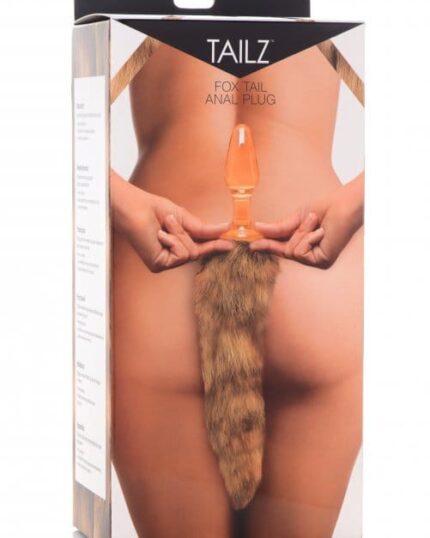 Premium **fox tail butt plug** with orange glass and bushy fur