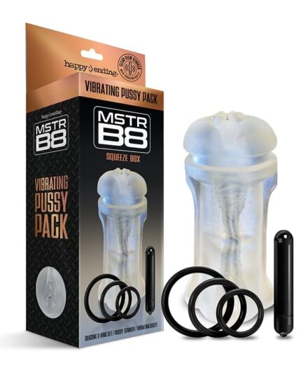 Realistic **Vibrating Stroker** sleeve with silicone C-ring set and bullet
