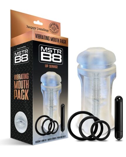 Realistic **vibrating stroker toy** set with C-rings