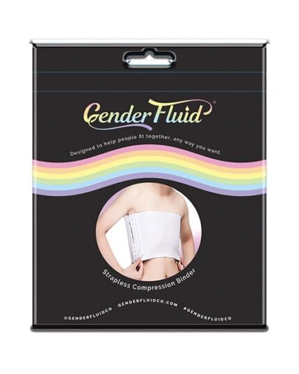 White strapless chest binder with side hook and loop closure for FTM