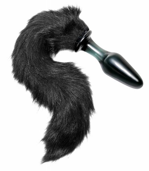848518018892-12.jpg Best Butt Plug with Tail - Midnight Fox Black Glass Anal Toy - Image 1