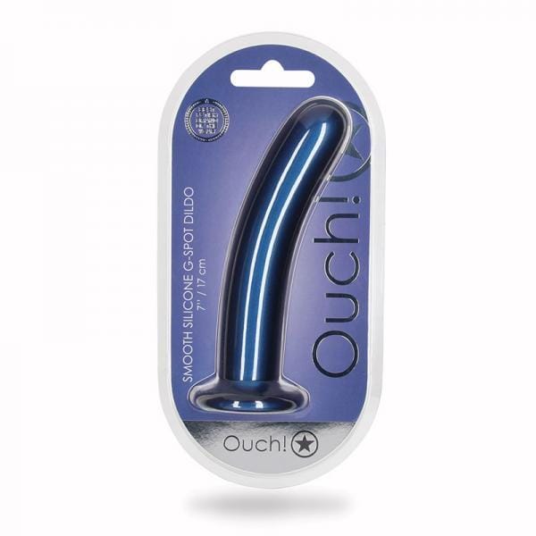 8714273494337-2.jpg Shots Ouch! 7" Metallic Blue G-Spot Silicone Dildo - Image 1