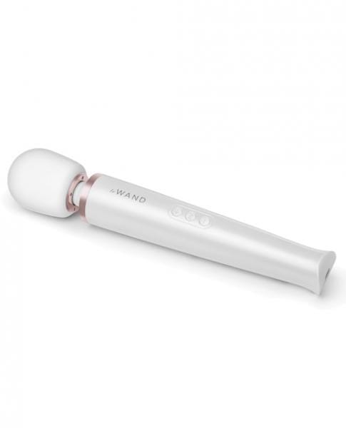 Rechargeable Wand Massager: Le Wand Ultimate Luxury Vibrator Le Wand Rechargeable Wand Massager in white with gift box and travel case.