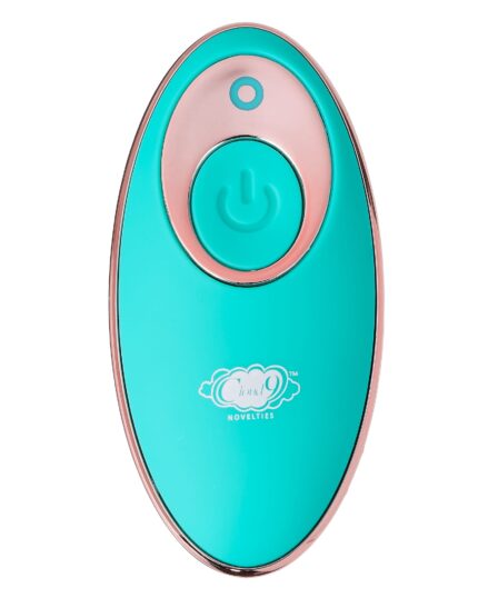 Cloud 9 Stroking Remote Control Egg with wireless remote and teal silicone.