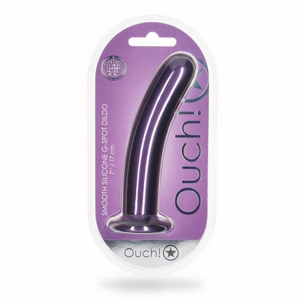 8714273494269-1.jpg Shots Ouch! 7" Metallic Purple G-Spot Silicone Dildo - Image 1